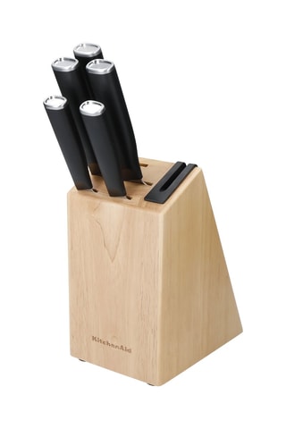 Bloque con 7 piezas de acero inoxidable y madera - Kitchenaid