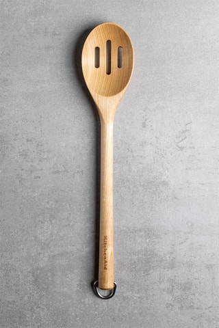 Cuchara perforada de madera de abedul y acero inoxidable - Kitchenaid