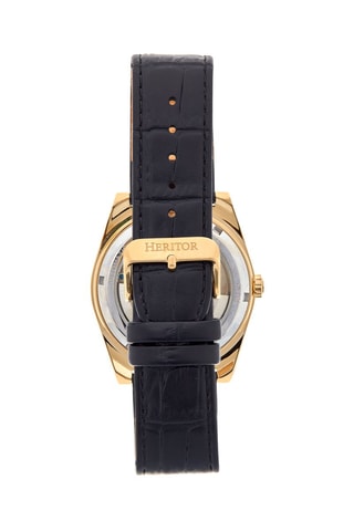 Montre automatique en cuir Daxton  -  Noir et doré