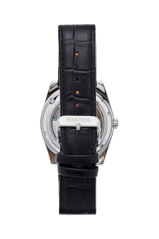 Montre automatique en cuir Daxton -  Noir et argenté