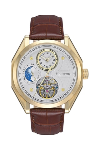 Montre automatique en cuir Antoni - Marron et doré