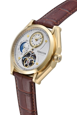 Montre automatique en cuir Antoni - Marron et doré