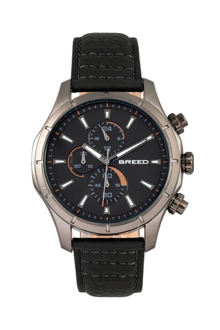 Montre à quartz en cuir Lacroix - Chronographe - Noir et taupe