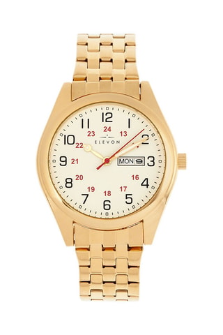 Montre à quartz en acier - Doré et beige