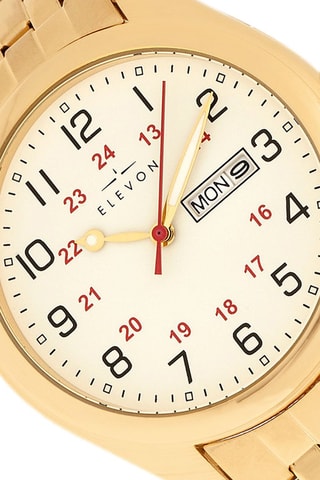 Montre à quartz en acier - Doré et beige