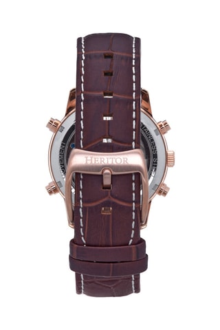 Montre automatique en cuir Wilhelm - Marron et doré rose