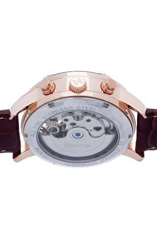 Montre automatique en cuir Wilhelm - Marron et doré rose