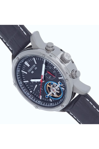 Montre automatique en cuir Wilhelm - Noir et argenté