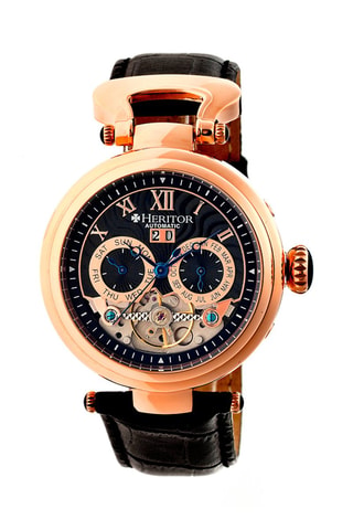 Montre automatique en cuir Ganzi - Noir et doré rose