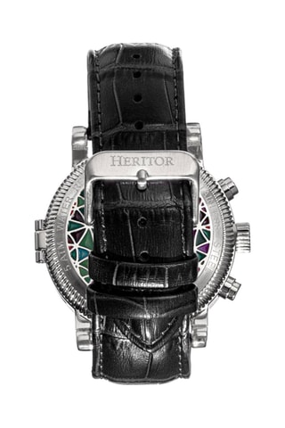Montre automatique en cuir Legacy - Noir et argenté