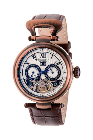 Montre automatique en cuir Ganzi - Marron et doré rose