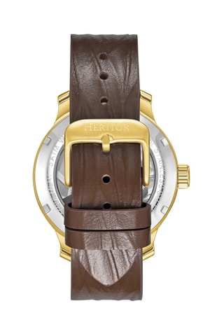 Montre automatique en cuir Ryder - Marron et doré