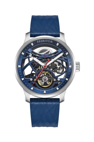 Montre automatique en cuir Ryder - Bleu et argenté