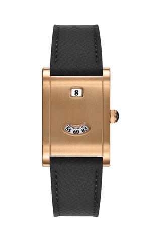 Montre automatique en cuir Tank - Noir et doré rose