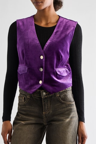 Mouwloos Velours Vest - Paars