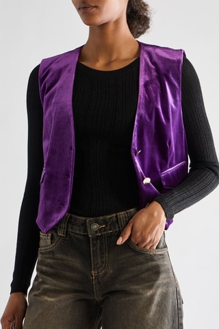 Mouwloos Velours Vest - Paars