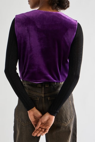 Mouwloos Velours Vest - Paars