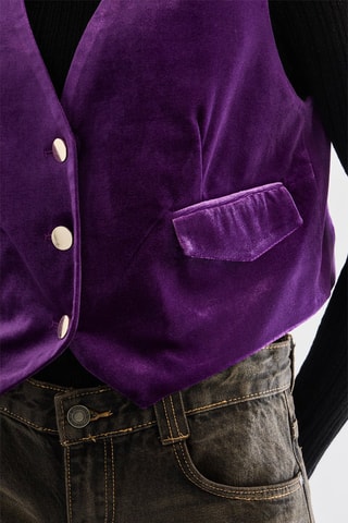 Mouwloos Velours Vest - Paars