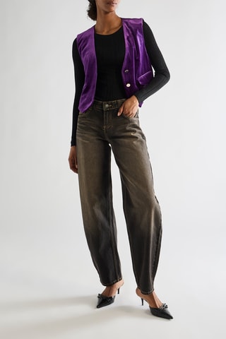 Mouwloos Velours Vest - Paars