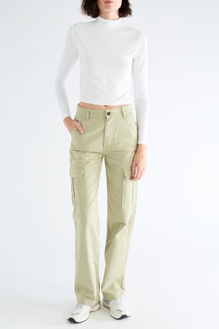 Broek Straight Hoge Taille - Zeegroen