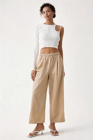 Pantalon wide legs - Beige clair
