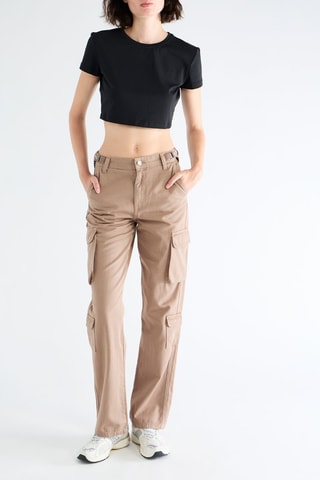 Broek Straight Hoge Taille - Beige