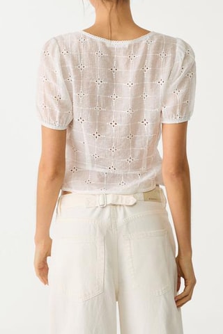 Top en broderie anglaise - Blanc