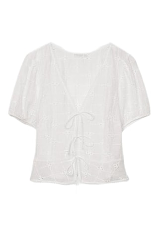 Top en broderie anglaise - Blanc