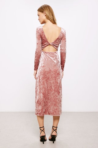 Robe midi en velours - Rose