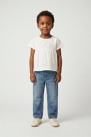 T-shirt en broderie anglaise - Blanc