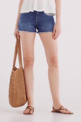 Spijkershort met Hoge Taille - Donkerblauw