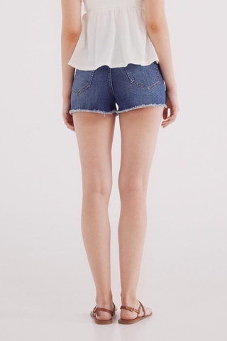 Spijkershort met Hoge Taille - Donkerblauw