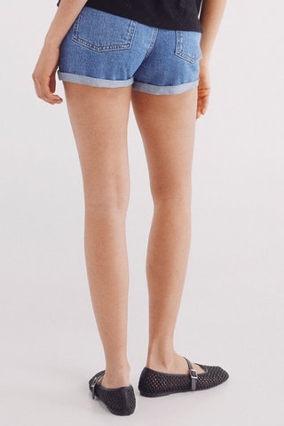 Spijkershort met Hoge Taille - Lichtblauw