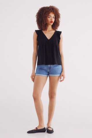 Spijkershort met Hoge Taille - Lichtblauw