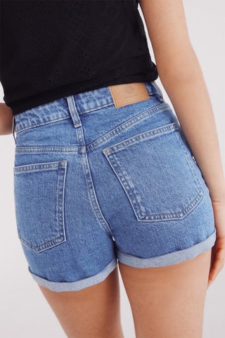 Spijkershort met Hoge Taille - Lichtblauw
