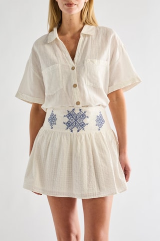 Jupe patineuse taille haute - Ecru