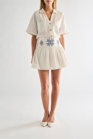Jupe patineuse taille haute - Ecru