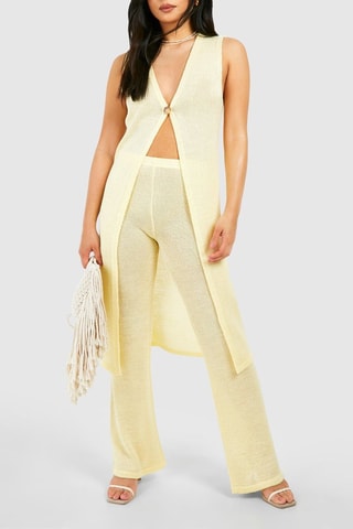 Pantalon wide legs taille haute - Jaune