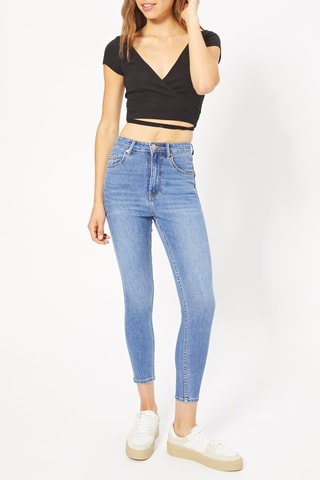 Jean skinny 7/8 taille haute - Ciel