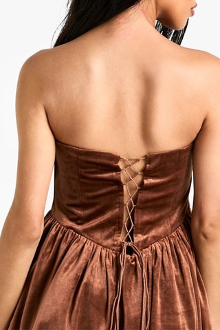 Robe bustier en velours - Camel