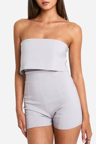 Tuta corta bustier - Grigio