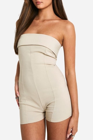 Tuta corta bustier - Ecrù