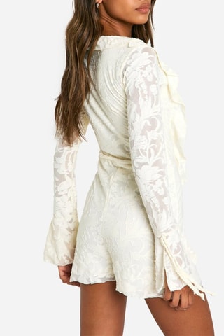 Tuta corta in pizzo - Beige