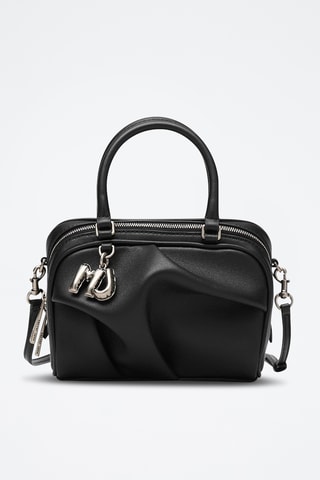 Sac bandoulière en cuir Micro Bauletto - Noir