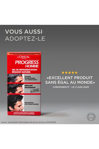 Gel de repigmentation naturelle Progress Homme - Cheveux blancs - 2 produits
