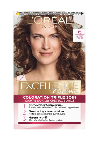 Coloration permanente Triple Soin Excellence Crème - 6 Blond foncé - Cheveux normaux