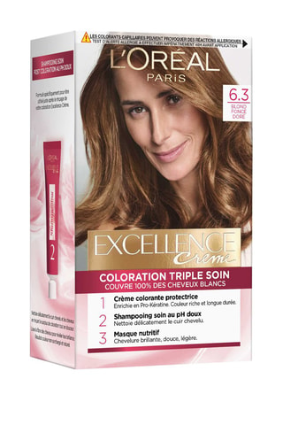 Coloration permanente Triple Soin Excellence Crème - 6.30 Blond foncé doré - Cheveux normaux
