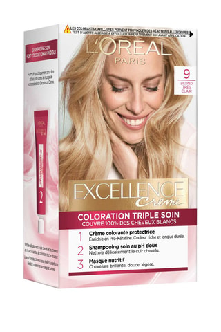 Coloration permanente Triple Soin Excellence Crème - 9 Blond très clair - Cheveux normaux