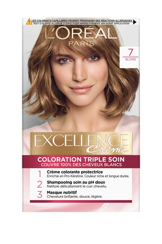 Coloration permanente Triple Soin Excellence Crème - 7 Blond - Cheveux normaux