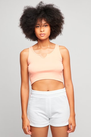 Crop top - Saumon - Blanc, beige et rouge